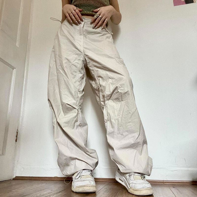 BAGGY PANT OVERSIZE PARACHUTE - Shyrz - streetwear - y2k - casual - vanilla 