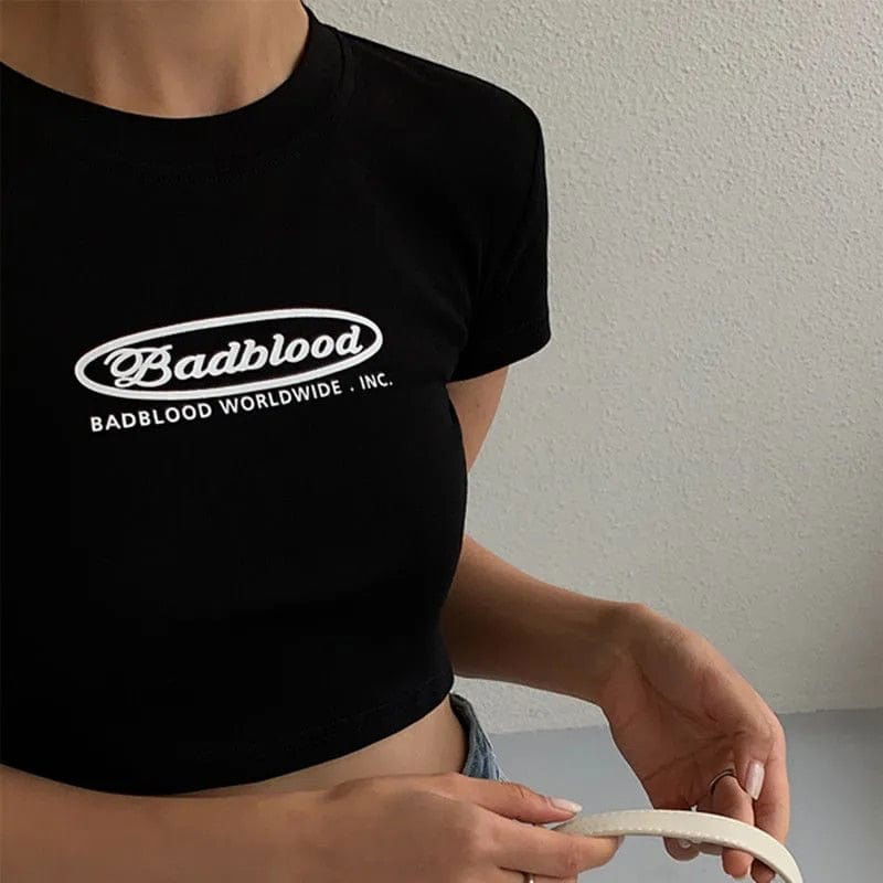 CROP TOP "BADBLOOD" - Shyrz - streetwear - y2k - casual - vanilla 