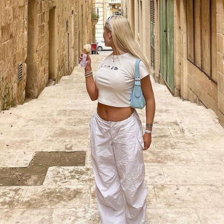 CROP TOP "WHITE JEAN" - Shyrz - streetwear - y2k - casual - vanilla 