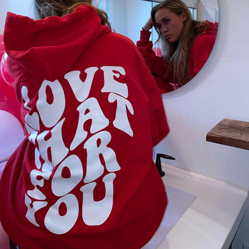 HOODIE "LOVE THAT FOR YOU" - Shyrz - streetwear - y2k - casual - vanilla 