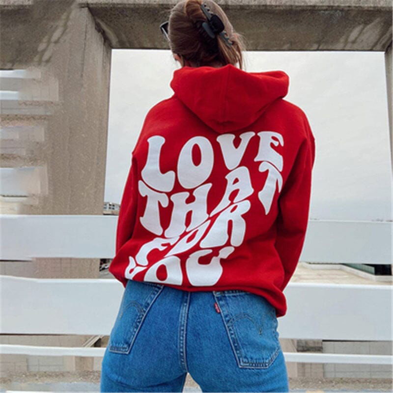 HOODIE "LOVE THAT FOR YOU" - Shyrz - streetwear - y2k - casual - vanilla 