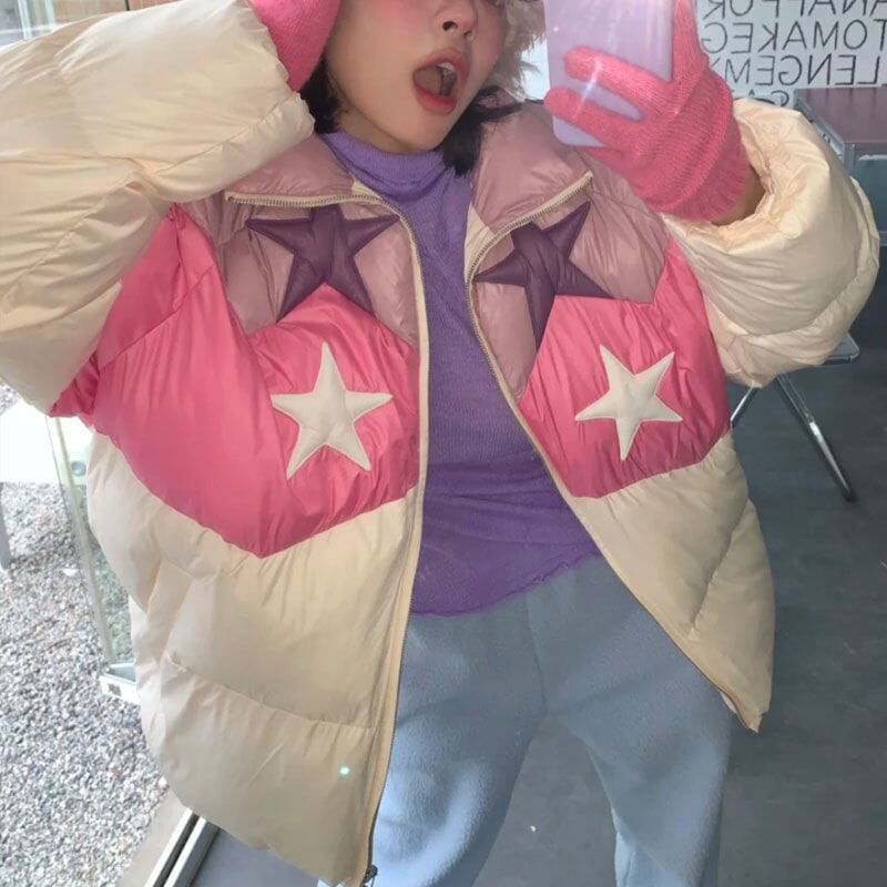 JACKET "DOUBLESTAR" - Shyrz - streetwear - y2k - casual - vanilla 