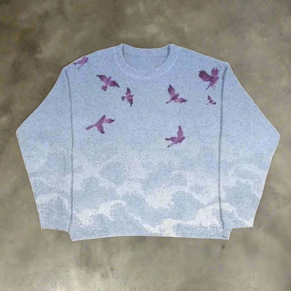 KNIT "BIRD IN SKY" - Shyrz - streetwear - y2k - casual - vanilla 