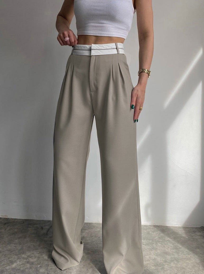 PANTALON ELEANE - Shyrz - streetwear - y2k - casual - vanilla 