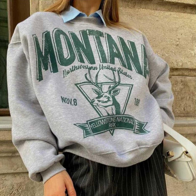 SWEAT "MONTANA" - Shyrz - streetwear - y2k - casual - vanilla 