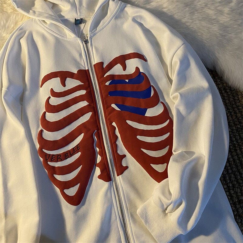 SWEAT ZIPPÉ "HEARTH" - Shyrz - streetwear - y2k - casual - vanilla 