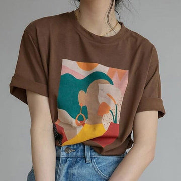 T-SHIRT FEMME "DRAWING" OVERSIZE - Shyrz - streetwear - y2k - casual - vanilla 