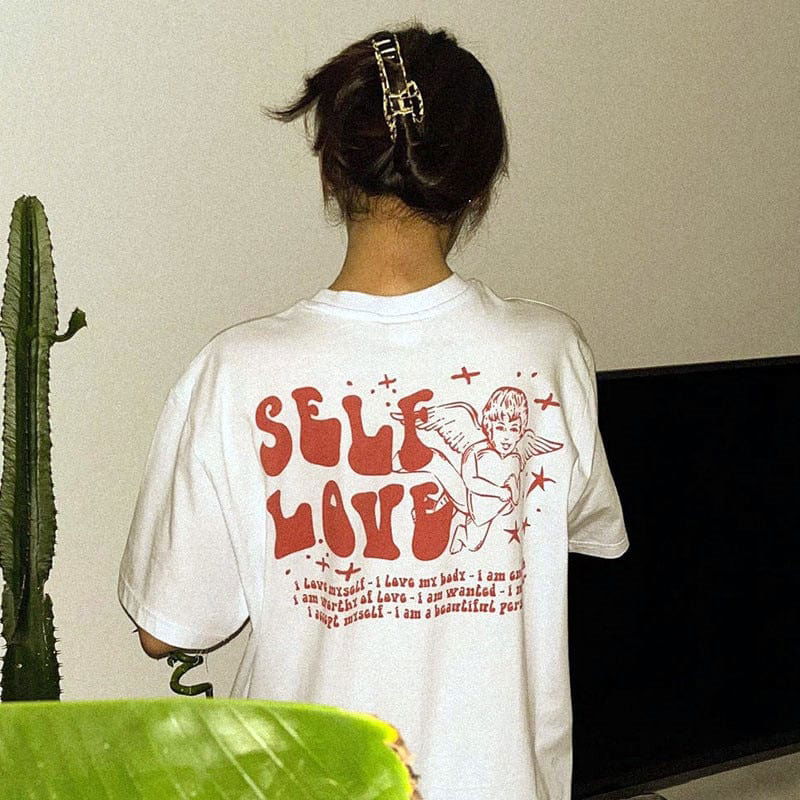 T-SHIRT "SELF LOVE" - Shyrz - streetwear - y2k - casual - vanilla 